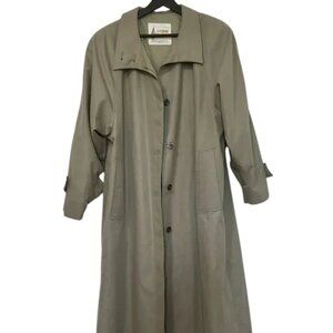 London Fog long single-breasted trench coat taupe women's size 8